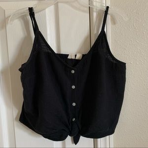 Black buttoned crop top